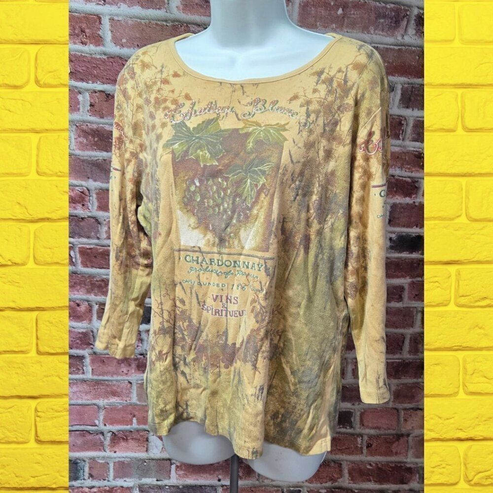 Women's KATINA MARIE Vinyard Burnout Long‎ Sleeves Top XL